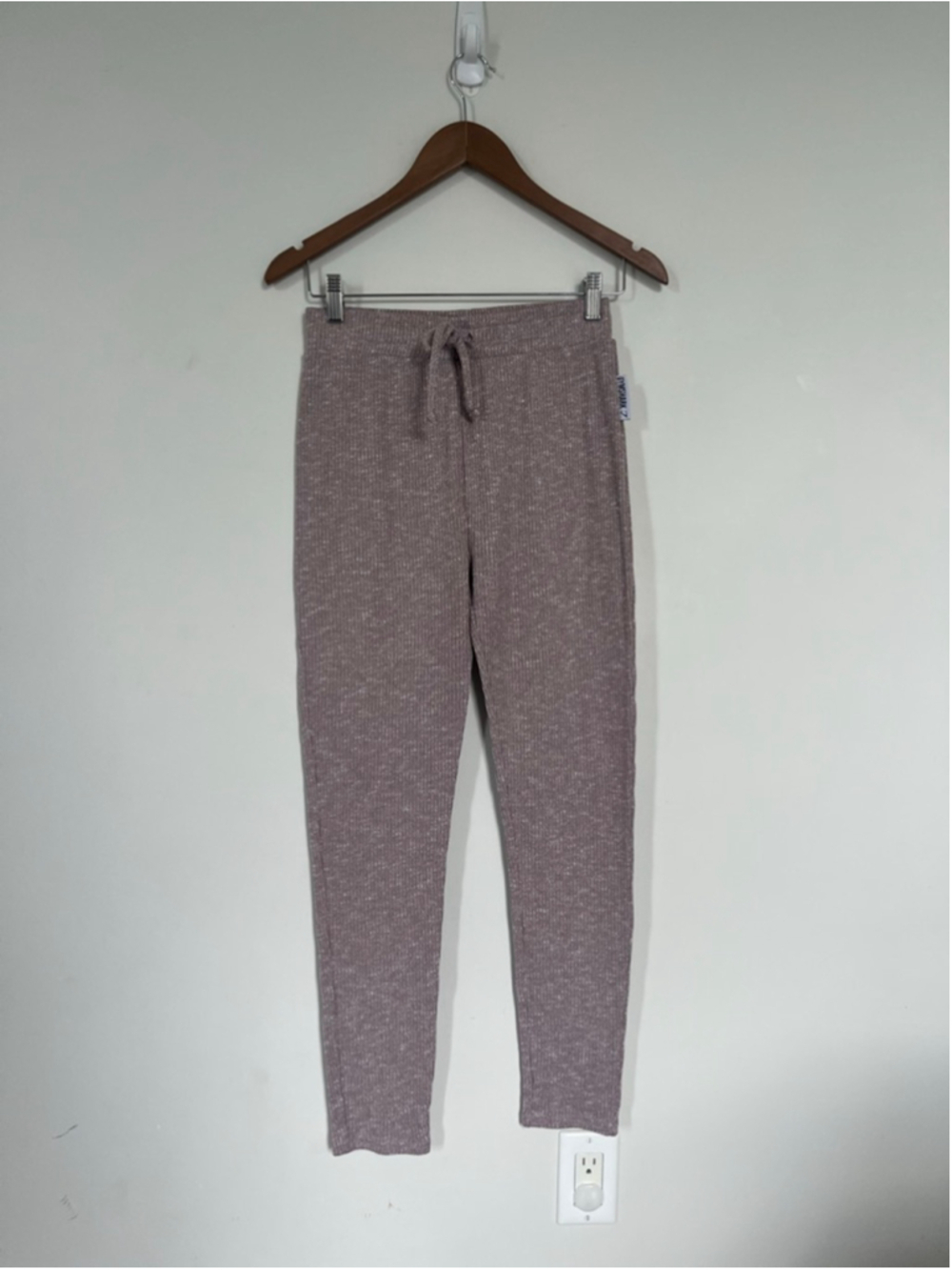 Gymshark Mauve Purple Ribbed Leggings Cozy Drawstring Lounge Pants Size M